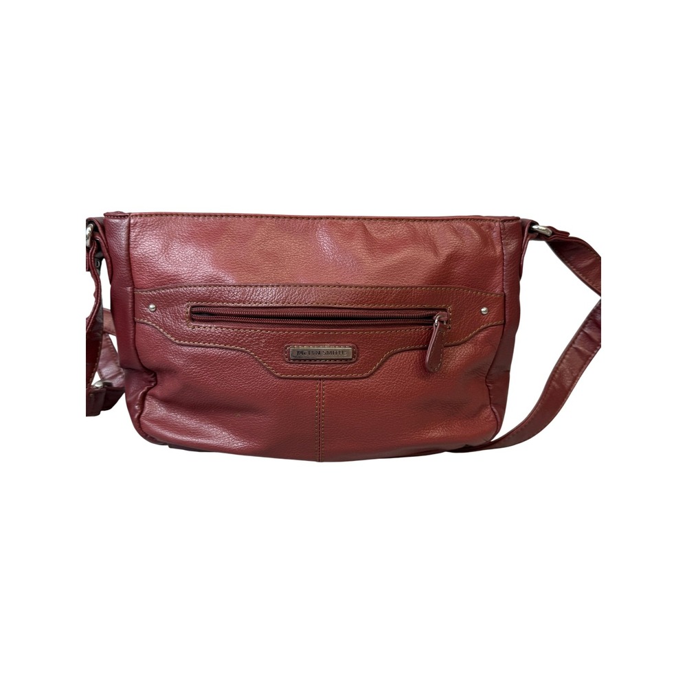 Jaclyn Smith Crossbody Bag Womens Burgundy Faux Leather Shoulder Purse Front Zip
